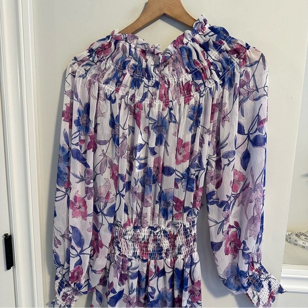NWT MISA Los Angeles Purple Blue Floral Mini Dress Small - Picture 5 of 12